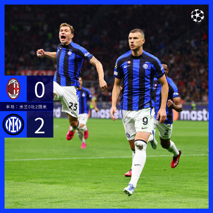 国际米兰首回合完胜AC米兰，18年德比首胜